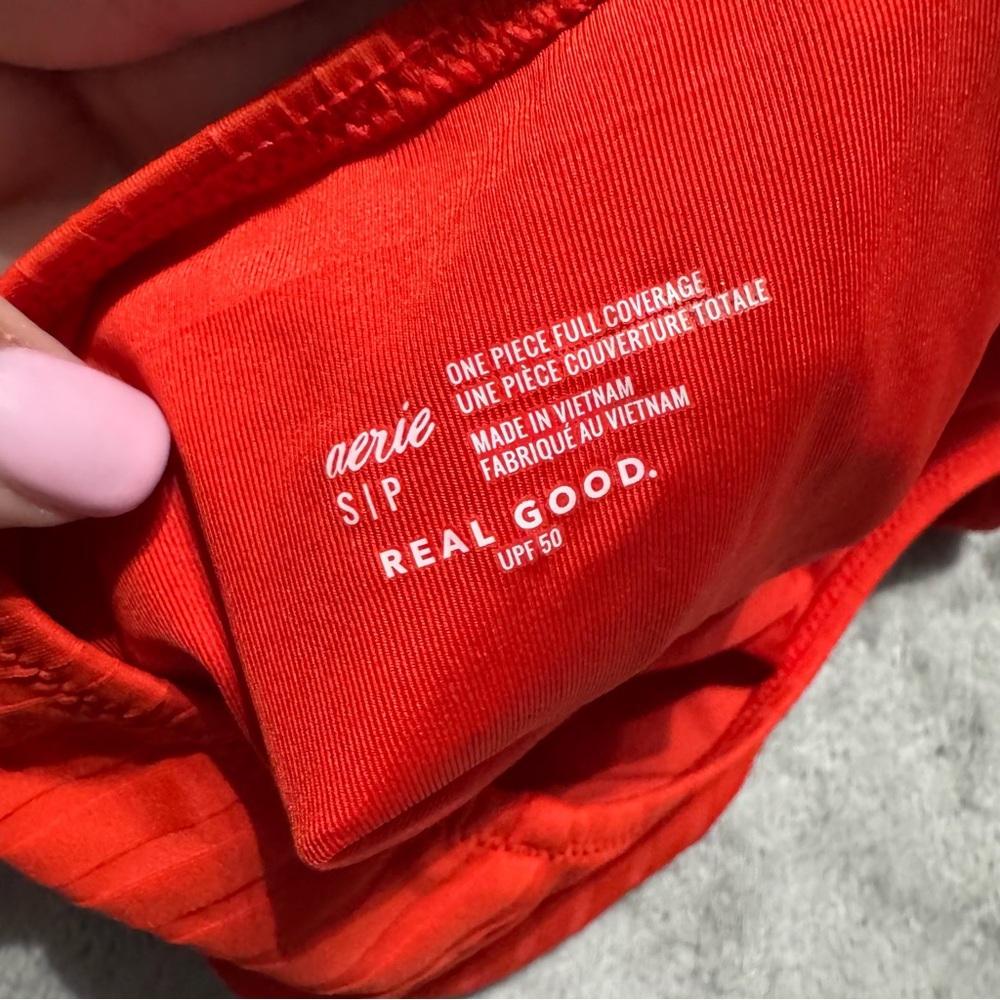 Aerie Vibrant Orange One-Piece Swimsuit - Picture 3 of 3